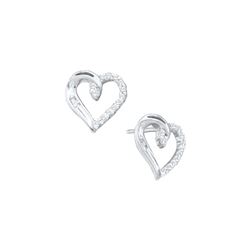 0.16 CTW Natural Diamond Heart Love Stud Earrings 10K White Gold