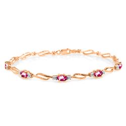 Genuine 3.39 ctw Pink Topaz & Diamond Bracelet Jewelry 14KT Rose Gold - REF-82Z5N