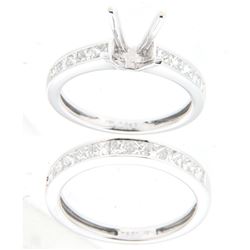 14K White Gold 1.41CTW Diamond Wedding Ring Set - REF-219H7W