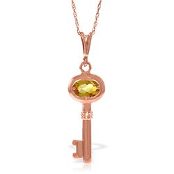 Genuine 0.50 ctw Citrine Necklace Jewelry 14KT Rose Gold - REF-32M8T