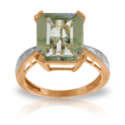 Genuine 5.62 ctw Green Amethyst & Diamond Ring Jewelry 14KT Rose Gold - REF-82M9T