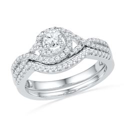 0.63 CTW Natural Diamond Woven Bridal Engagement Ring 10K White Gold