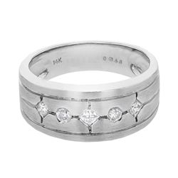 14K White Gold 0.46CTW Gents Diamond Ring - REF-90R6K