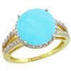 Image 1 : Natural 5.34 ctw Turquoise & Diamond Engagement Ring 14K Yellow Gold - REF-60W2K