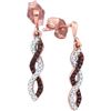 Image 1 : 0.16 CTW Red Colored Diamond Infinity Screwback Earrings 10K Rose Gold