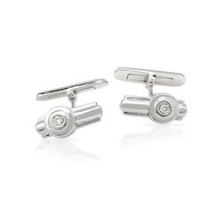 Genuine 0.1 TCW 18K White Gold Ladies Cuff Links - REF-114H2W