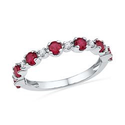 1.09 CTW Lab-Created Ruby Band 10K White Gold