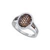 Image 1 : 0.5 CTW Cognac-brown Colored Diamond Oval Cluster Ring 10K White Gold