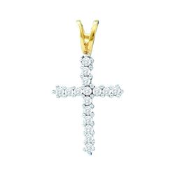 0.25 CTW Natural Diamond Cross Faith Pendant 10K Yellow Gold