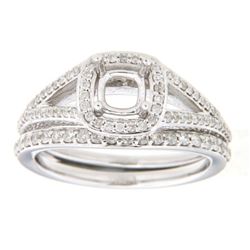 14K White Gold 0.52CTW Diamond Wedding Ring Set - REF-105N4A