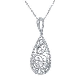 Genuine 0.48 TCW 14K White Gold Ladies Necklace - REF-54K4R