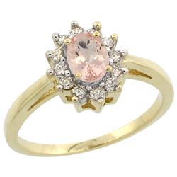 Natural 0.64 ctw Morganite & Diamond Engagement Ring 14K Yellow Gold - REF-49G7M