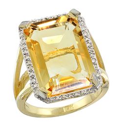 Natural 13.72 ctw Citrine & Diamond Engagement Ring 14K Yellow Gold - REF-81N3G