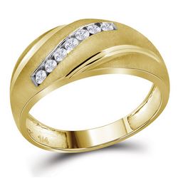 0.25 CTW Mens Masculine Channel-set Diamond Brushed-satin Band 10K Multi-Tone Gold