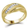 Image 1 : 0.25 CTW Mens Masculine Channel-set Diamond Brushed-satin Band 10K Multi-Tone Gold