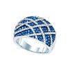 Image 1 : 1.33 CTW Blue Colored Diamond Cocktail Lattice Ring 10K White Gold