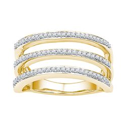 0.25 CTW Natural Diamond Striped Band 10K Yellow Gold