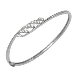 14K White Gold 0.54CTW Diamond Bangle - REF-117N2A