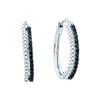 Image 1 : 0.5 CTW Black Colored Diamond Vertical Striped Oblong Fine Hoop Earrings 14K White Gold