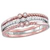 Image 1 : 0.14 CTW Natural Diamond Milgrain Stackable 3-Piece Band 10K Rose Gold