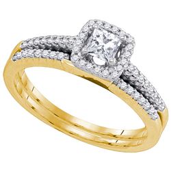 0.5 CTW Natural Diamond Princess Bridal Engagement Ring 14K Yellow Gold