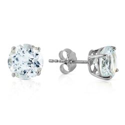 Genuine 3.1 ctw Aquamarine Earrings Jewelry 14KT White Gold - REF-32W8Y