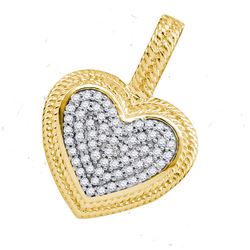 0.15 CTW Natural Diamond Heart Love Milgrain Pendant 10K Yellow Gold