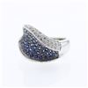 Image 1 : Pave-set Blue Sapphire & Diamond Ring in 14K White Gold - REF-117K7R