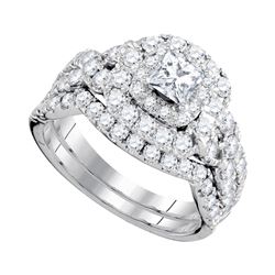 1.97 CTW Princess Natural Diamond Bridal Engagement Ring 14K White Gold