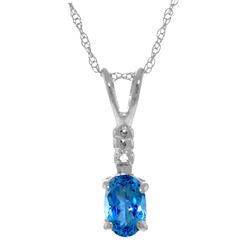 Genuine 0.46 ctw Blue Topaz & Diamond Necklace Jewelry 14KT White Gold - REF-21N6R