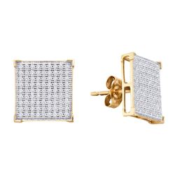 0.5 CTW Natural Diamond Square Cluster Earrings 10K Yellow Gold