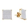 Image 1 : 0.5 CTW Natural Diamond Square Cluster Earrings 10K Yellow Gold