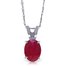 Genuine 1 ctw Ruby Necklace Jewelry 14KT White Gold - REF-19R3P