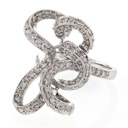 Twist Design Prong-set Diamond Ring in 14K White Gold - REF-123F5M