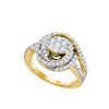Image 1 : 1 CTW Natural Diamond Flower Cluster Bridal Engagement Ring 10K Yellow Gold