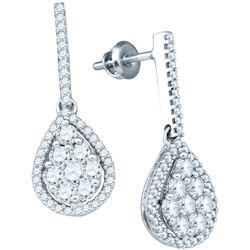 1.55 CTW Natural Diamond Dangle Screwback Earrings 10K White Gold