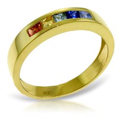 Genuine 0.60 ctw Multi-Color Sapphire Ring Jewelry 14KT Yellow Gold - REF-49Y2F