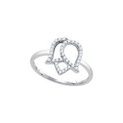 0.2 CTW Natural Diamond Unique Tulip Flower Cocktail Ring 10K White Gold