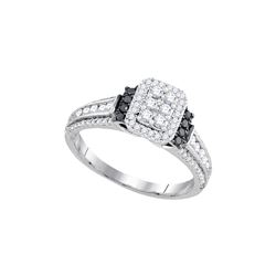0.74 CTW Black Diamond Bridal Engagement Anniversary Ring 14K White Gold