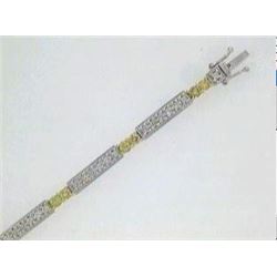 14K Two Tone Gold 1.97CTW Diamond Tennis Bracelet - REF-220M5F