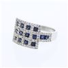 Image 1 : Blue Sapphire & Diamonds Pave-set Ring in 14K White Gold - REF-108H3W
