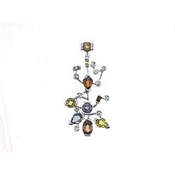 14K White Gold 3.27CTW Sapphire&Diamond Pendant - REF-50H3W