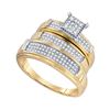 Image 1 : 0.37 CTW His & Hers Natural Diamond Cluster Matching Bridal Ring 10K Yellow Gold