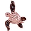Image 1 : 0.1 CTW Red Colored Diamond Sea Turtle Tortoise Pendant 10K Rose Gold