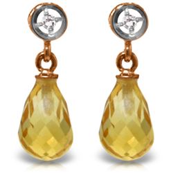 Genuine 2.73 ctw Citrine & Diamond Earrings Jewelry 14KT Rose Gold - REF-19R7P