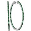 Image 1 : 3 CTW Natural Emerald Hoop Earrings 14K White Gold