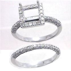 14K White Gold 1.2CTW Diamond Wedding Ring Set - REF-95X9Y