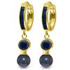 Genuine 4.65 ctw Sapphire & Black Pearl Earrings Jewelry 14KT Yellow Gold - REF-54A6K