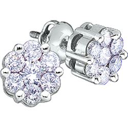 0.25 CTW Natural Diamond Flower Cluster Earrings 10K White Gold
