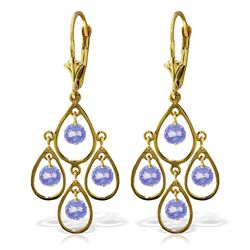 Genuine 2.4 ctw Tanzanite Earrings Jewelry 14KT Yellow Gold - REF-74Z6N